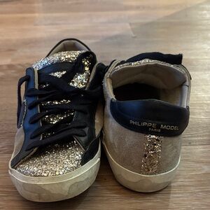 Philippe Model Women’s Sneakers - Black and Gold Glitter